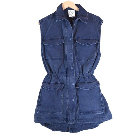Offline by Aerie Women’s M Blue Utility Sleeveless Vest Canvas Military Style - Picture 1 of 10